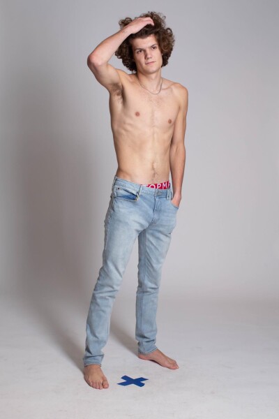 Male model in jeans and shirtless